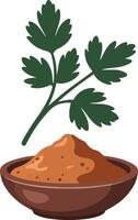 Parsley herb in a bowl vector