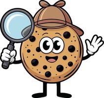 Cookie detective mascot cartoon illustration vector