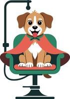 A dog sitting in a chair with a cape vector
