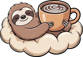 Sloth in a cup of coffee illustration vector