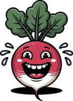 A cartoon red beet with a smile on its face vector