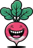 A cartoon radish with a big smile vector