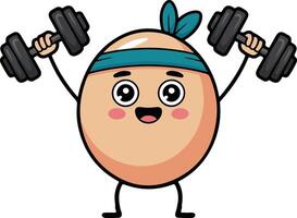 An egg character lifting weights vector