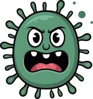 Cartoon virus with angry expression vector