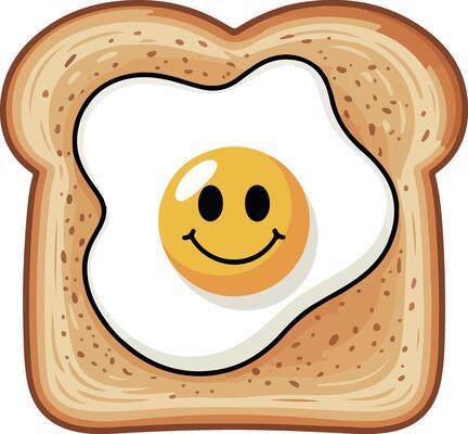 An egg and toast with a smiley face