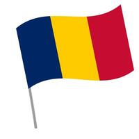 Chad national flag flutters with flagpole vector