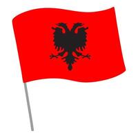 Albania national flag flutters with flagpole vector