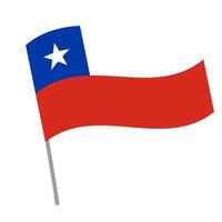 Chile national flag flutters with flagpole vector