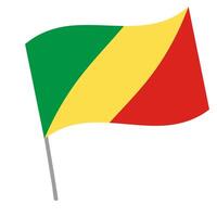 Republic of the Congo national flag flutters with flagpole vector