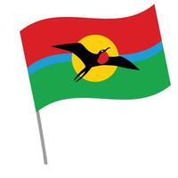 Barbuda national flag flutters with flagpole vector