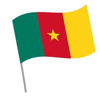 Cameroon national flag flutters with flagpole vector