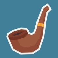 Flat Colour Sticker of A Smoking Pipe in Cutout Style vector