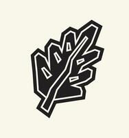 Flat Cutout Style Icon Featuring a Black Filled Leaf vector