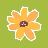 Simple Flat Color of Orange Flower Sticker with White Line Border in Cutout Style vector