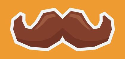 Flat Colour Sticker of A Mustache in Cutout Style vector