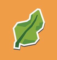 Simple and Cute Flat Color of Green Leaf Sticker with White Line Border in Cutout Style vector