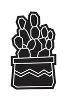 Cactus Cluster in Ethnic Pot Black Filled Icon vector