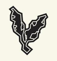 Minimal Black Filled Leaf Icon with Cutout Look vector