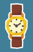 Flat Colour Sticker of A Watch in Cutout Style vector