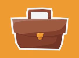 Flat Colour Sticker of A Briefcase with Cutout Style vector
