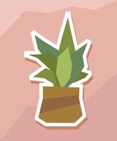 Succulent Plant Sticker in Ceramic Pot with Simple Style vector