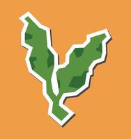Green Leaf Sticker in Minimal Cutout Style with White Outline vector