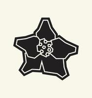 Minimal Black Filled Flower Icon with Cutout Look vector