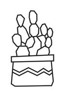 Cactus Cluster in Ethnic Pot Black Outline Style vector