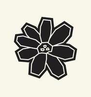 Simple Cutout Icon of a Black Filled Flower vector