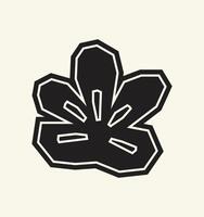 Clean Black Filled Flower Icon Styled in Cutout Format vector