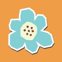 Simple Flat Color of Pink Flower Sticker with White Line Border in Cutout Style vector