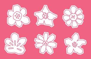 Simple White Filled of Flowers Icon Set in Cutout Style vector
