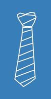 Simple White Outline Tie Icon in Cutout Style vector