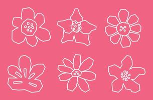Simple White Line Art of Flowers Icon Set in Cutout Style vector