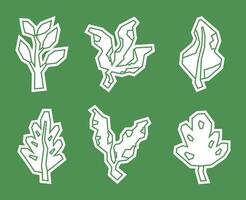 Minimalist White Filled of Leaves Icon Set in Cutout Style vector