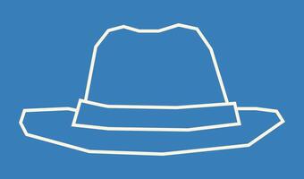 Simple White Outline Hat Icon in Cutout Style vector