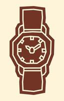 Simple One Colour Sticker of A Watch in Cutout Style vector
