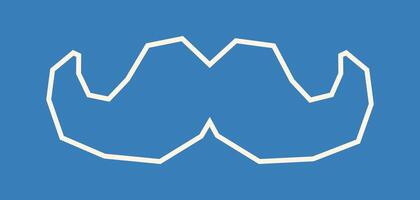 Simple White Outline Mustache Icon in Cutout Style vector