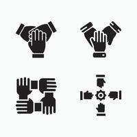 Collaboration gesture glyph icons. vector