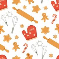 Winter baking pattern background vector
