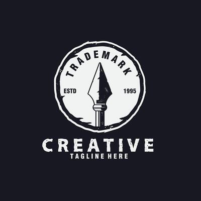 Vintage Retro Rustic Arrowhead Spear Hunting Hipster Logo Design