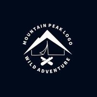 mountain camping linear simple logo graphic template vector