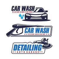 Set Of Car Wash Detailing Car Automobile Badge Logo Design Template vector