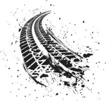 Dirty sharp tire tracks left in rapid movement. Grunge texture. Energy, chaos and the effect of a real chase on a dirty road. Drive and brutality. Grunge tire tracks. Grunge road. vector