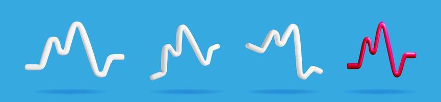 Set of 3d pulse heartbeat, volume, sound amplitude vector