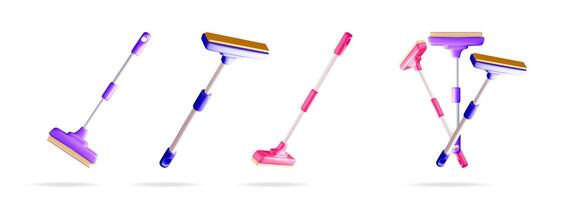 Three dimensional set for cleaning window or glass vector