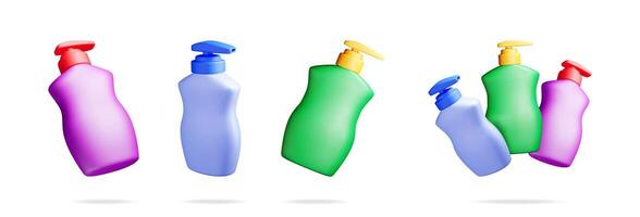 A collection of various colorful pump bottles vector