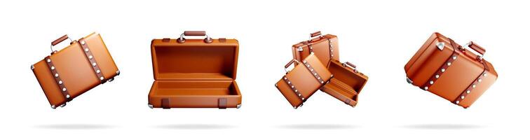 Realistic of travel suitcase in various positions vector