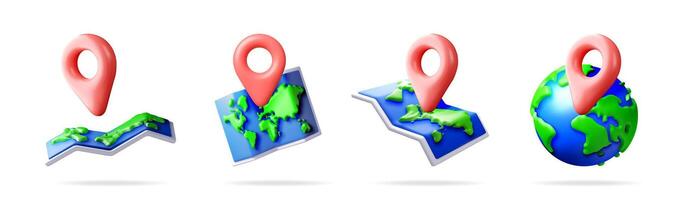 Location map pin with earth globe and world map vector