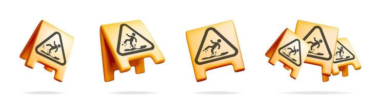 Caution slip hazard warning signs vector